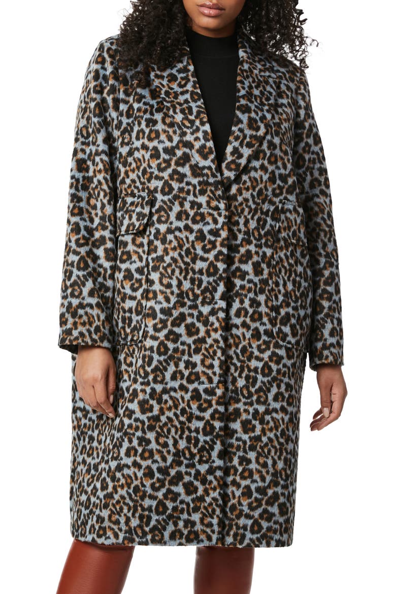 Relaxed Fit Animal Print Coat, Main, color, BLUE BROWN ANIMAL