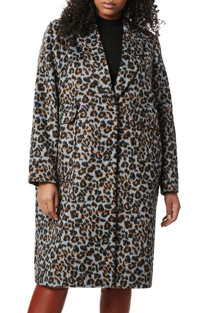 Bernardo Relaxed Fit Animal Print Coat, Main, color,