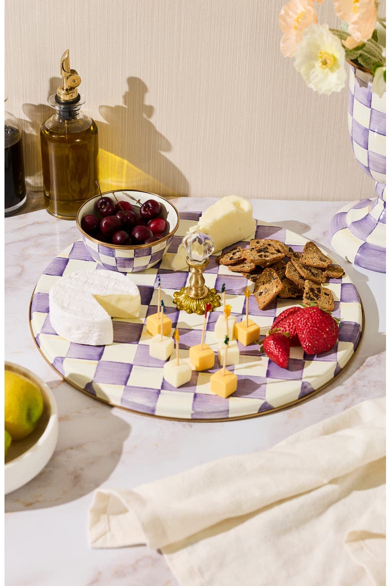 Violet Check Cheese Course Serving Tray, Alternate, color, PURPLE