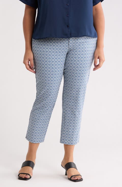 Kelsey Jacquard Slit Hem Tapered Pants (Plus)