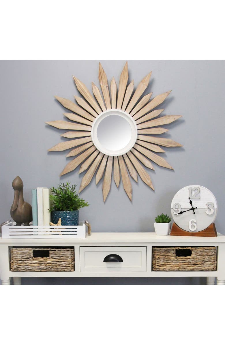 STRATTON HOME DECOR 30" Taylor Wood Starburst Wall Mirror, Alternate, color, 