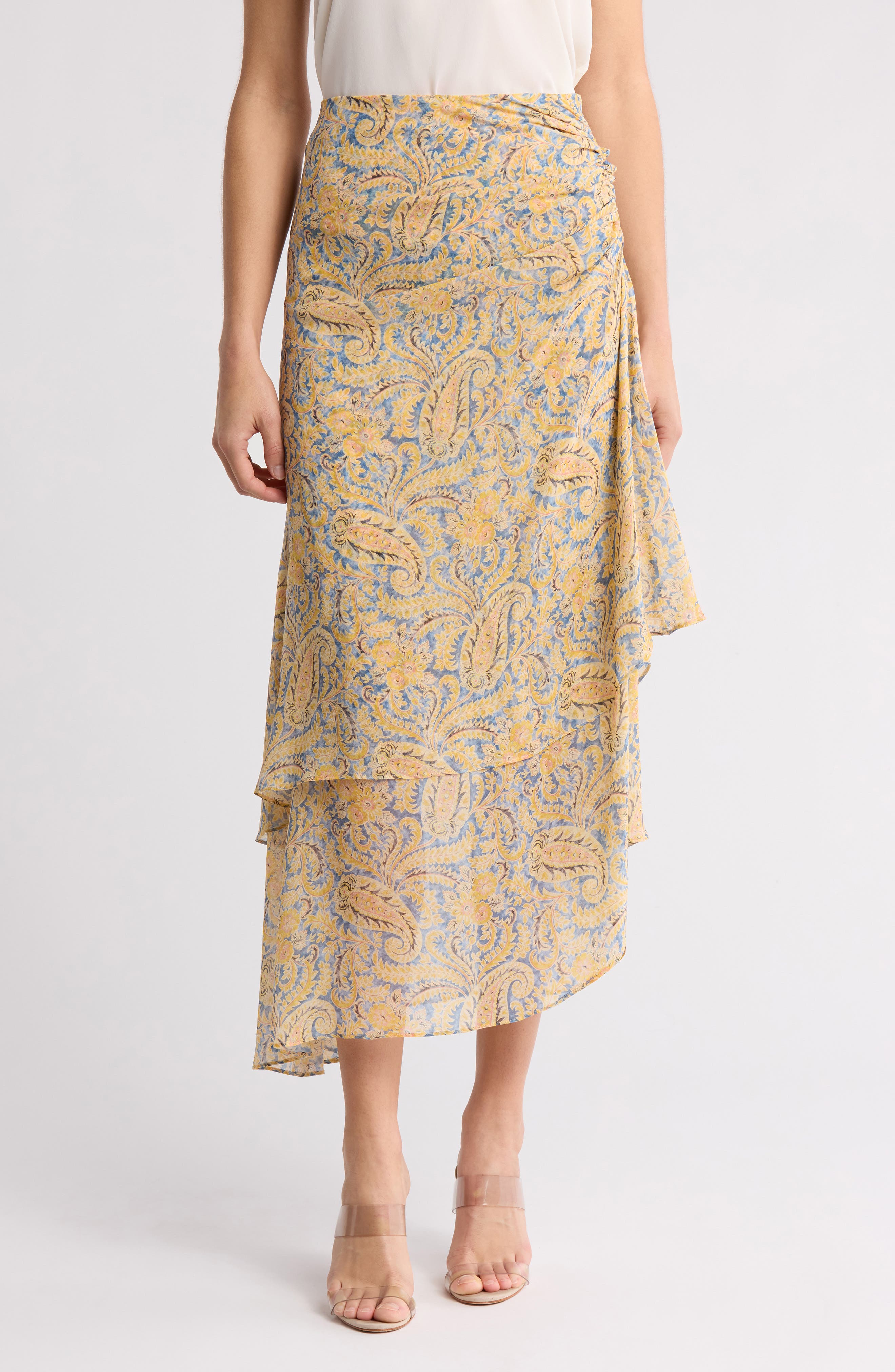 Veronica Beard Sira Ruffle Ruched Silk Tulip Skirt