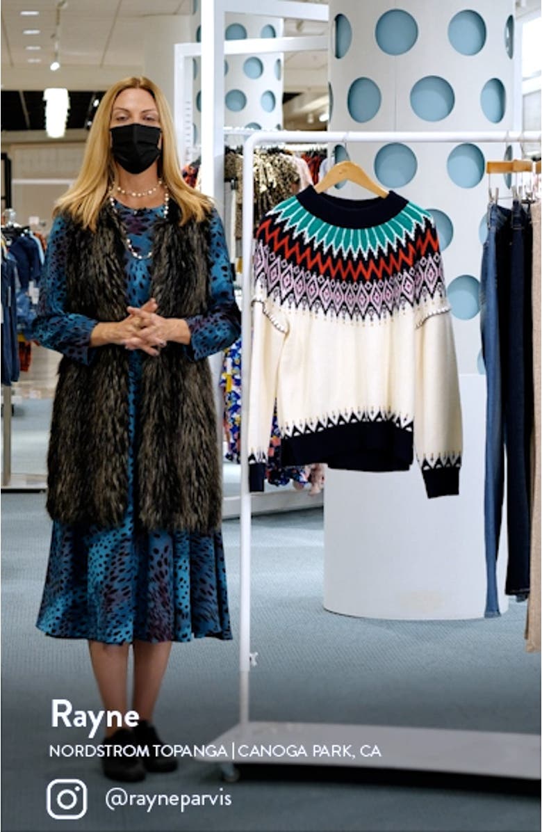 Fair Isle Merino Wool Mock Neck Sweater, sales video thumbnail