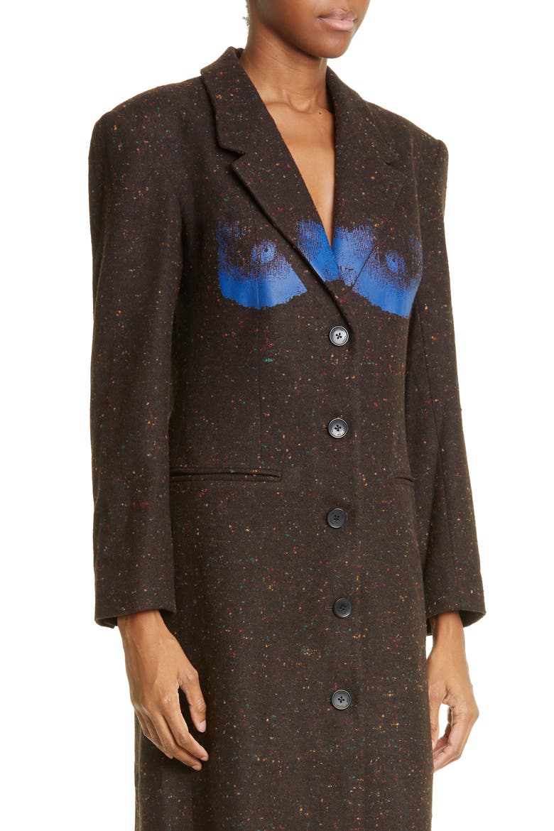 Pigment Print Wool Overcoat, Alternate, color, BROWN