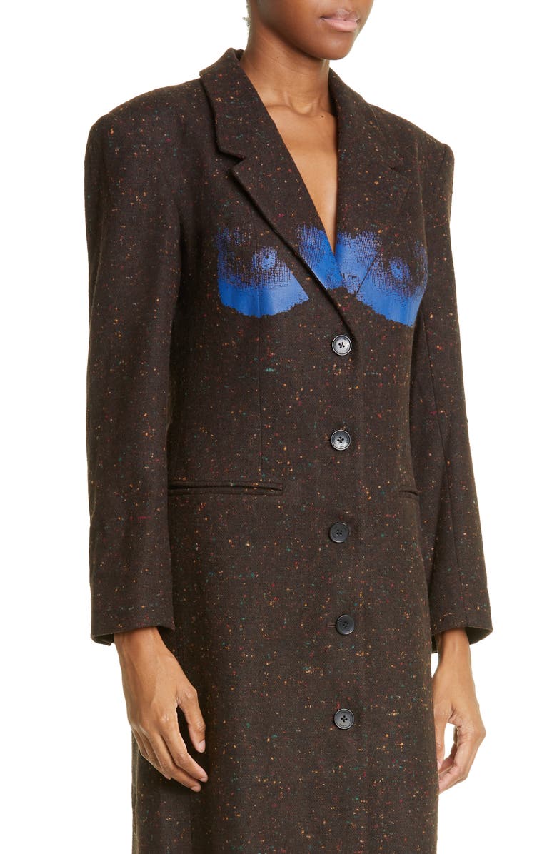 Puppets and Puppets Pigment Print Wool Overcoat, Alternate, color,