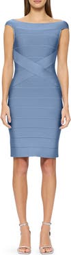 Herve Leger Off the Shoulder Bandage Minidress