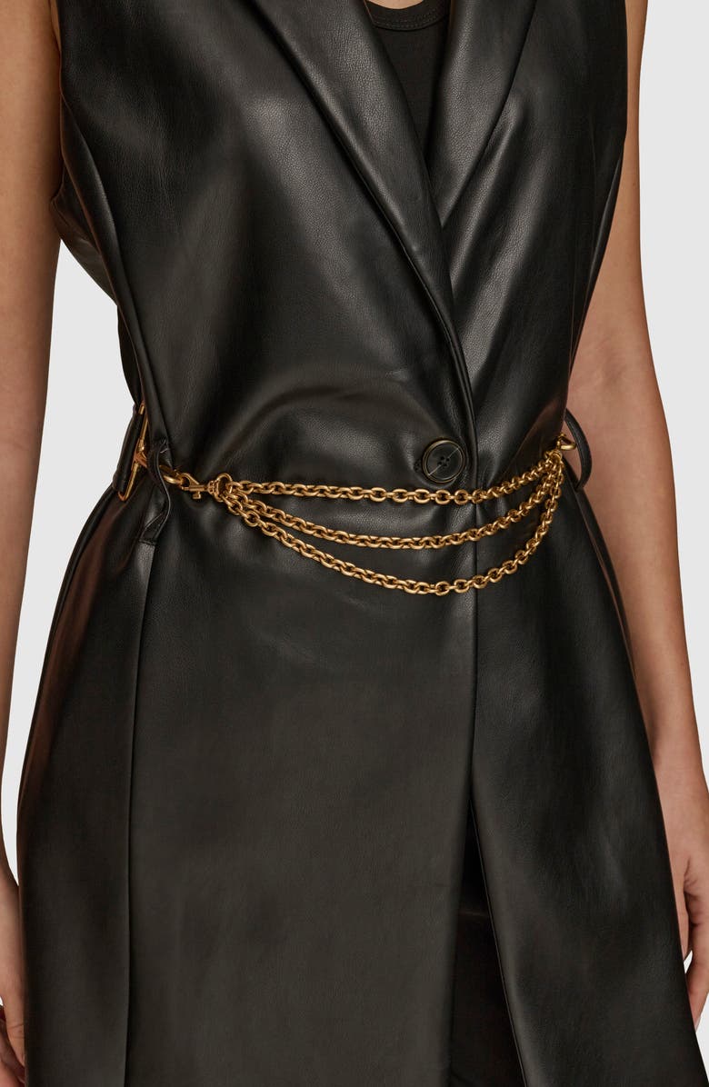 Donna Karan New York Chain Detail Faux Leather Vest, Alternate, color,