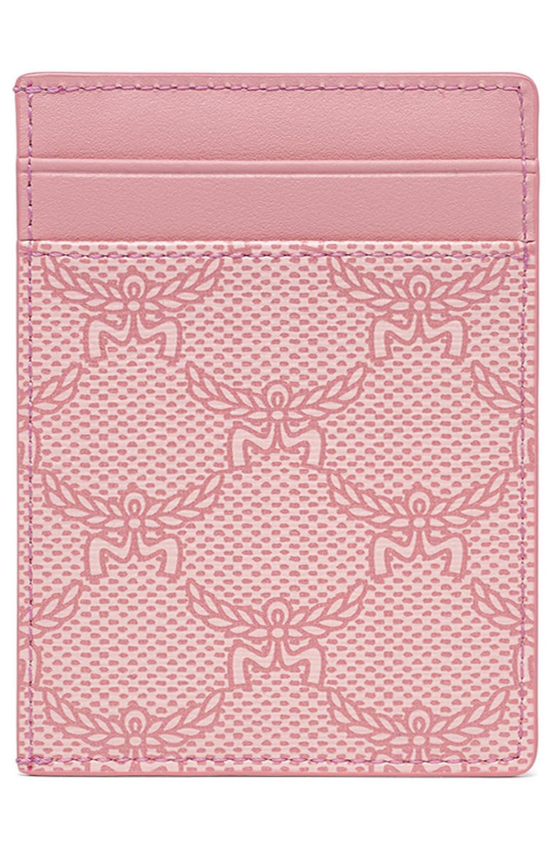 MCM Small Himmel Lauretos Coated Canvas Card Case, Alternate, color, Silver Pink