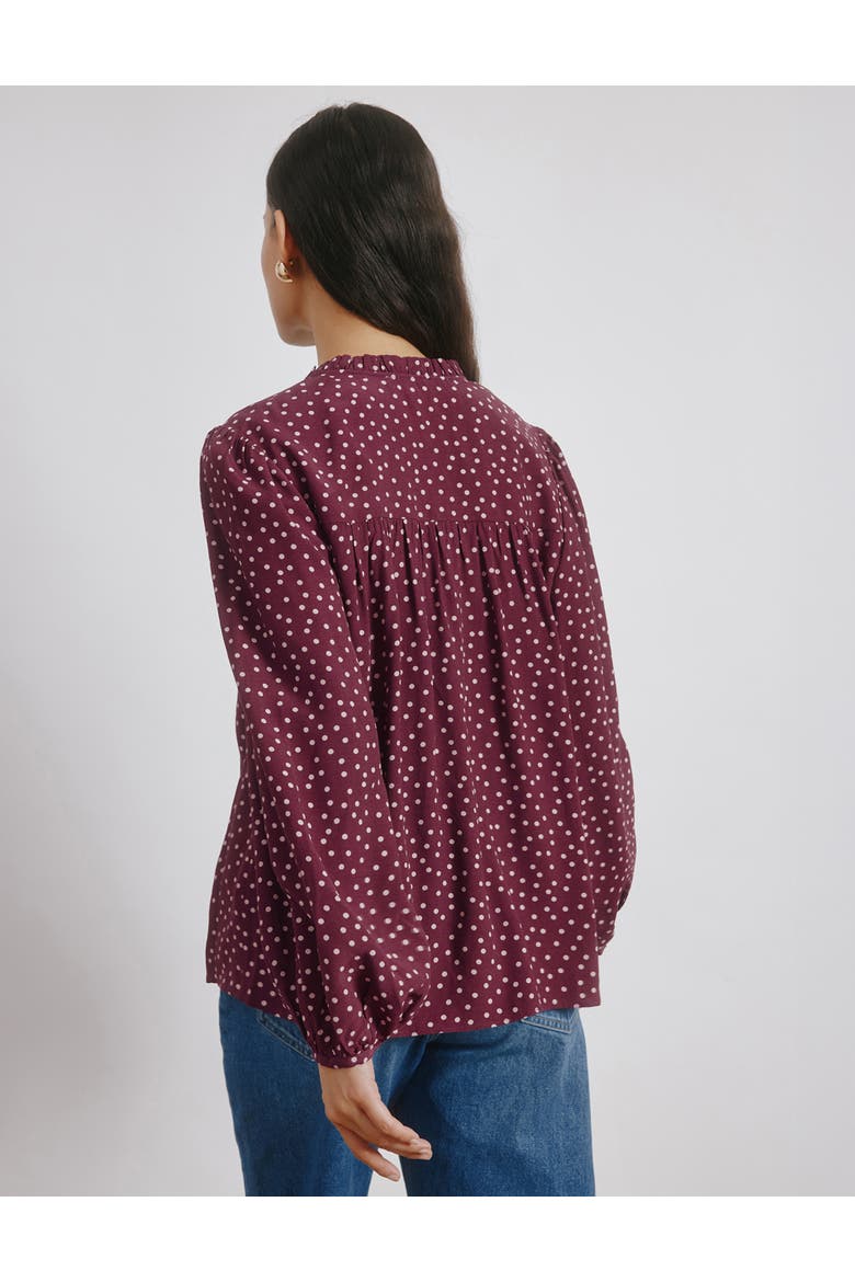 Long Sleeve Spot Print Blouse, Alternate, color, Burgundy