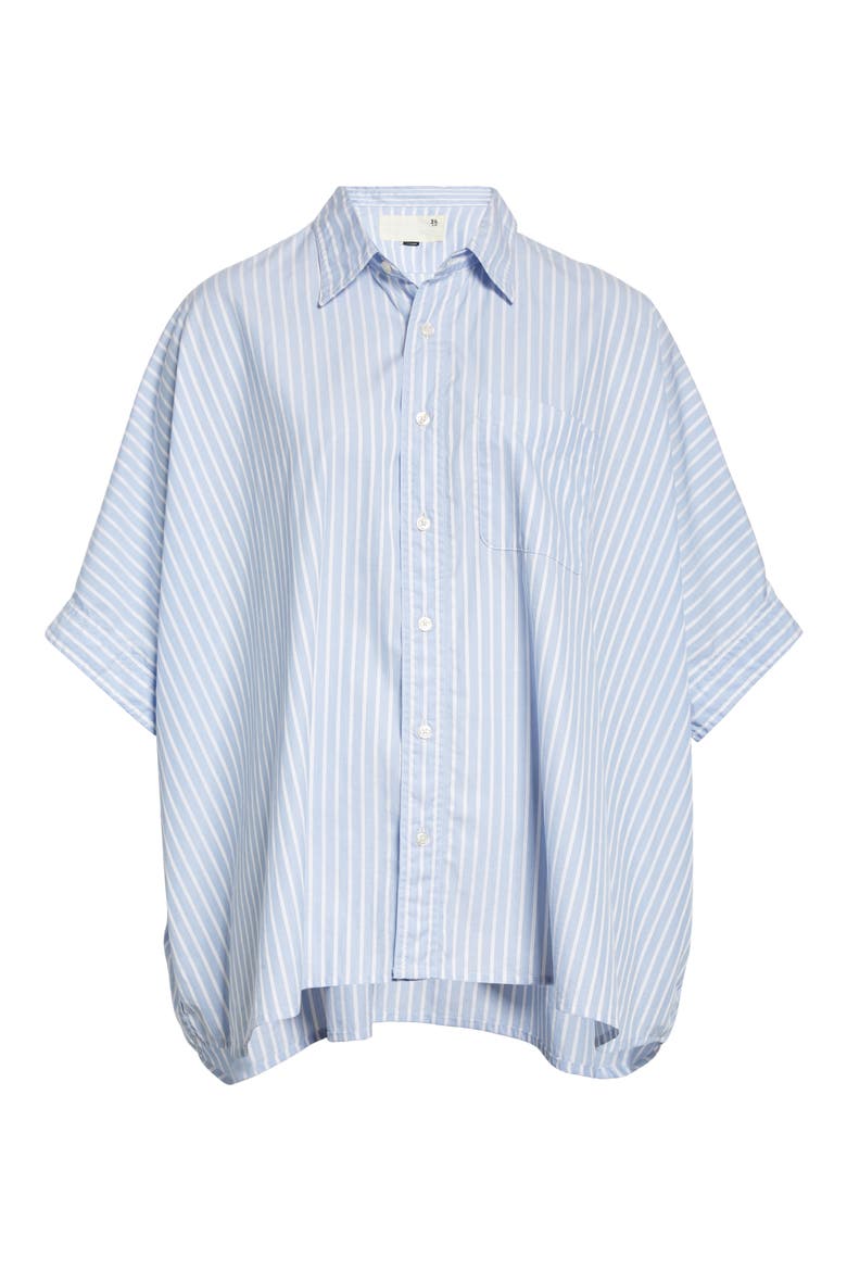 Stripe Oversize Boxy Button-Up Shirt, Alternate, color, LT BLUE WIDE STRIPE