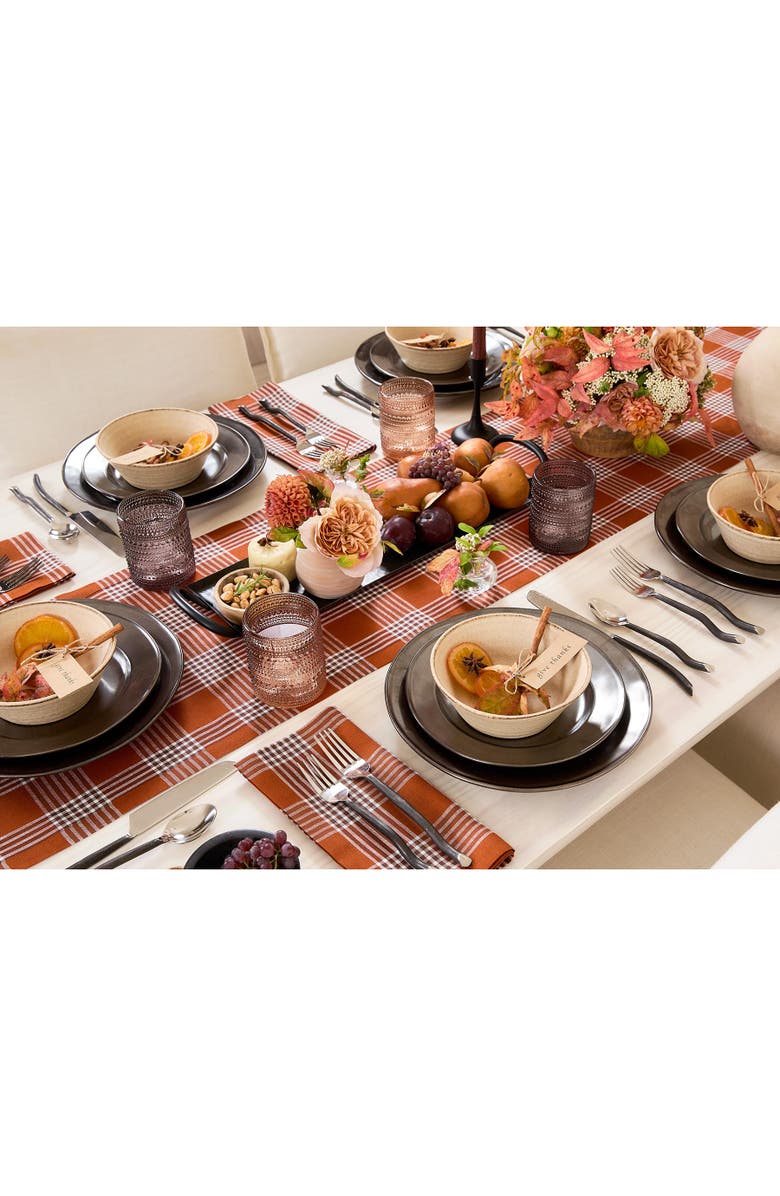 Solino Home Linen Table Runner - Glen Check, Alternate, color, Nutmeg