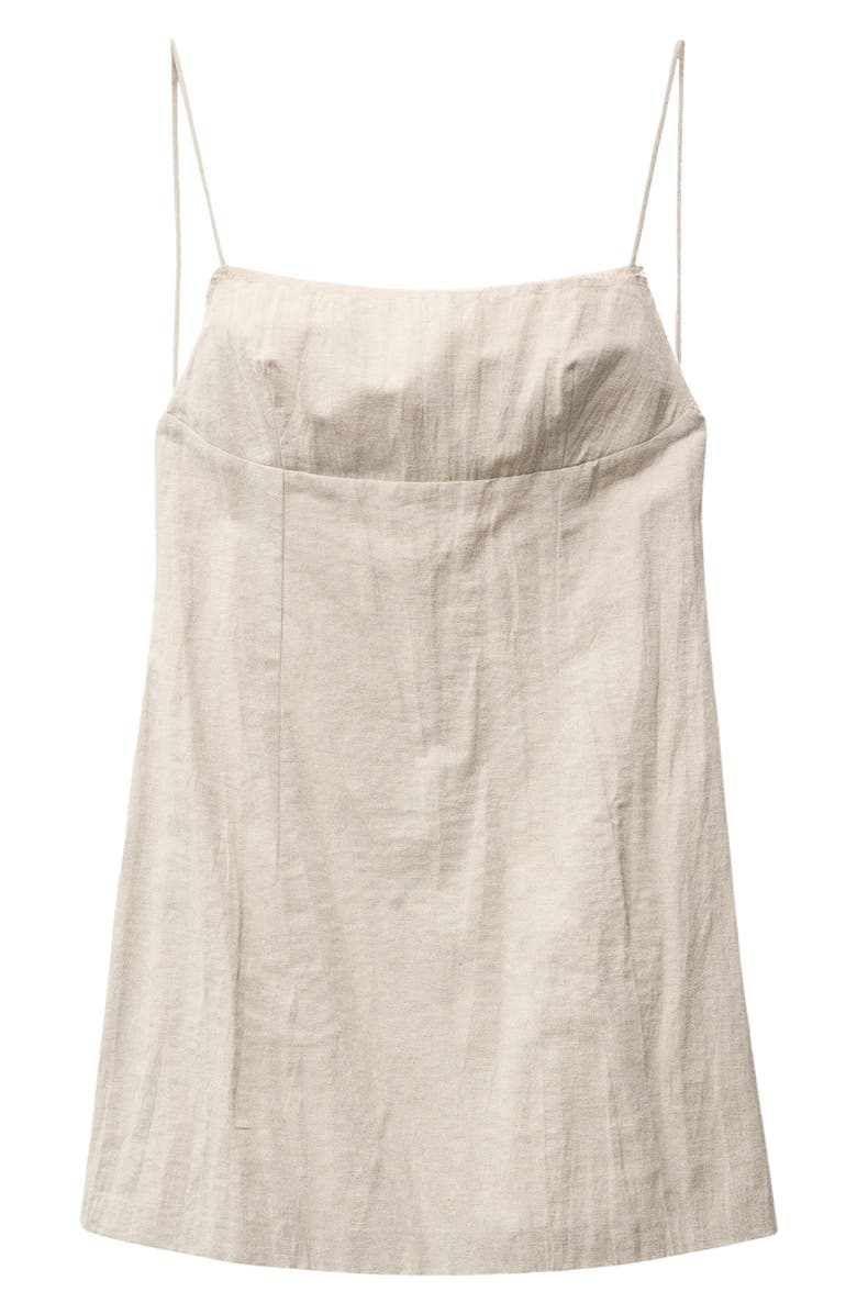 MANGO Frayed Cotton & Linen Minidress, Alternate, color, Beige