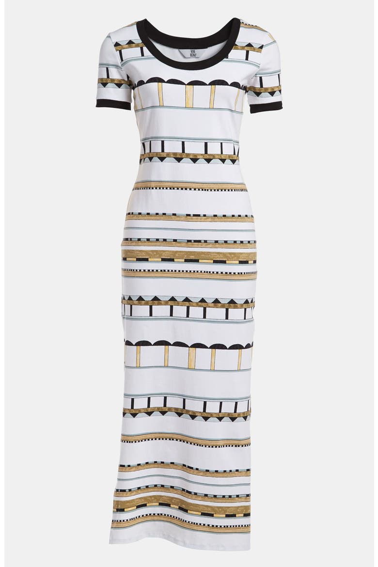 Slim T-Shirt Maxi Dress, Main, color, PAPER WHITE COMBO