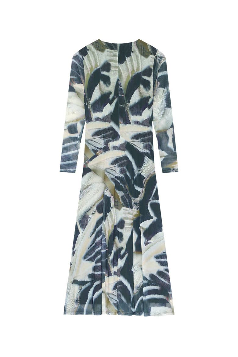 Abstract Print Mesh Midi Dress, Alternate, color, Black