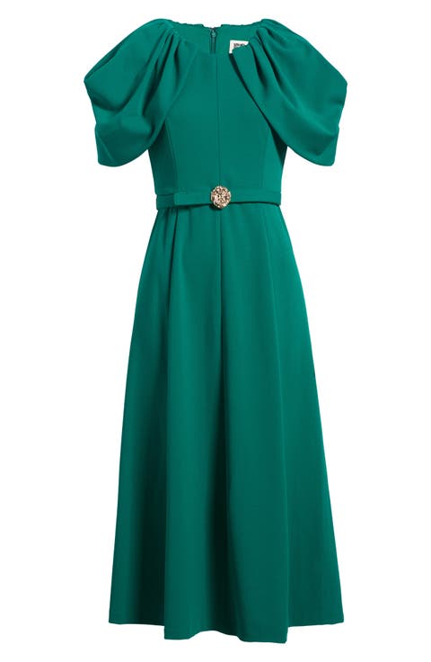 Capelet Cold Shoulder Midi Dress