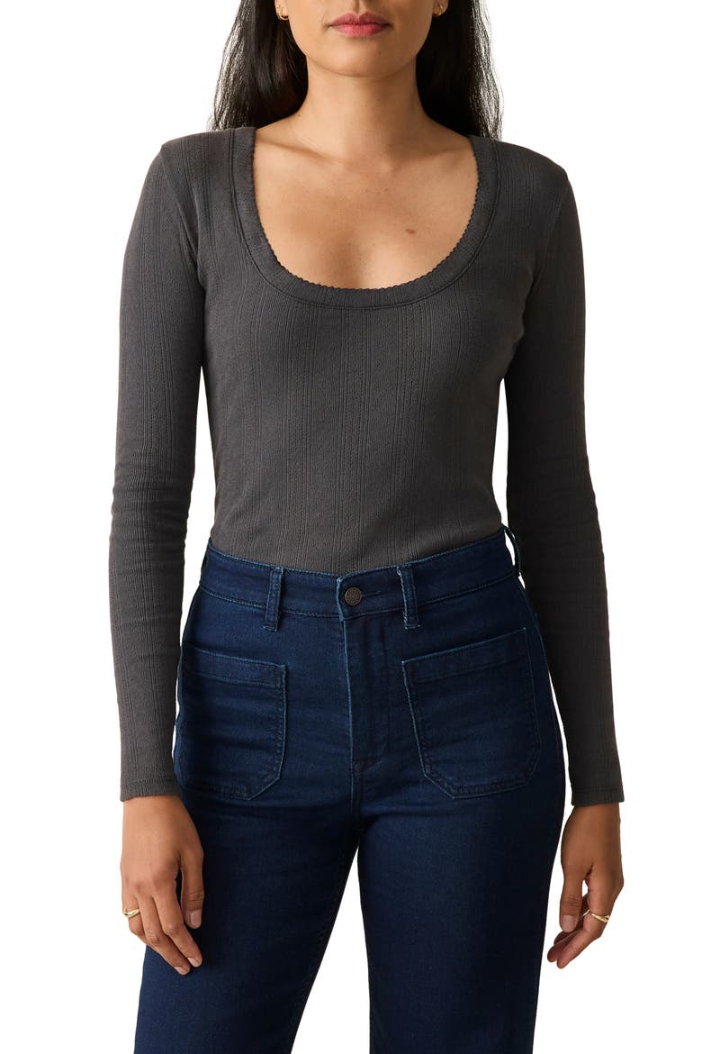 Pacific Pointelle Scoop Neck Top, Main, color, WASHED BLACK
