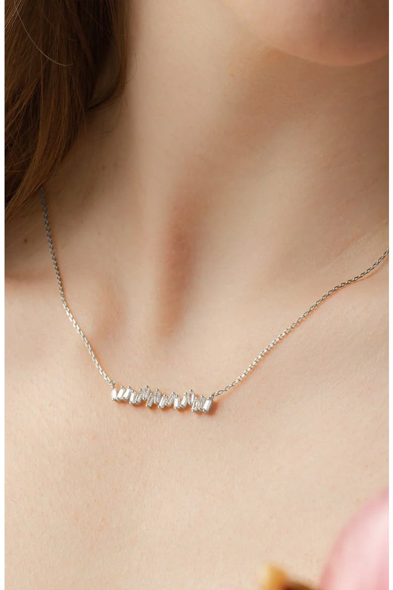 Sterling Silver 18k Gold Plated Clara Abstract Crystal Necklace Dainty, Alternate, color, Silver