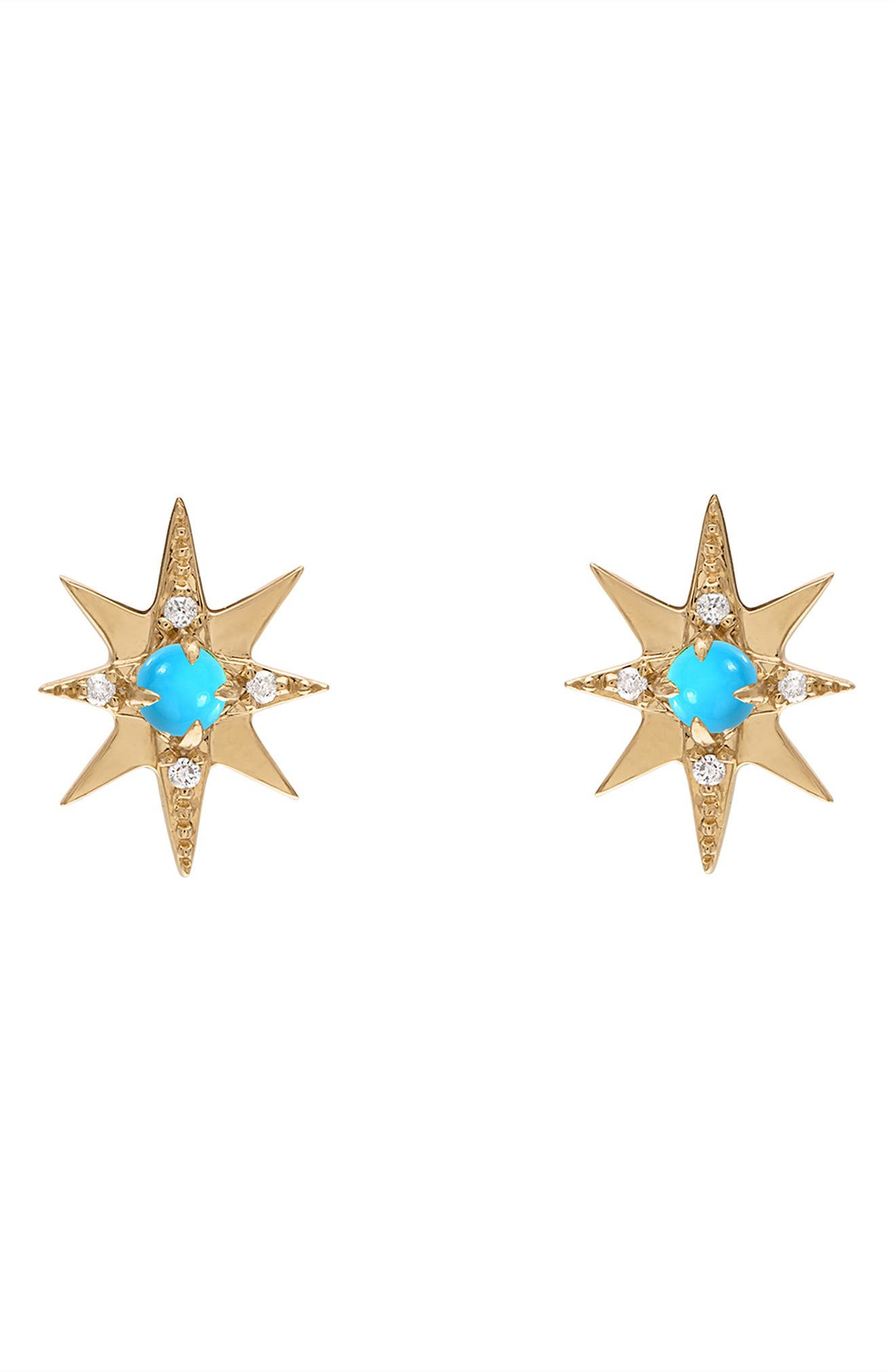 EDEN PRESLEY Turquoise & Diamond Small Starburst Stud Earrings in Turqoise 