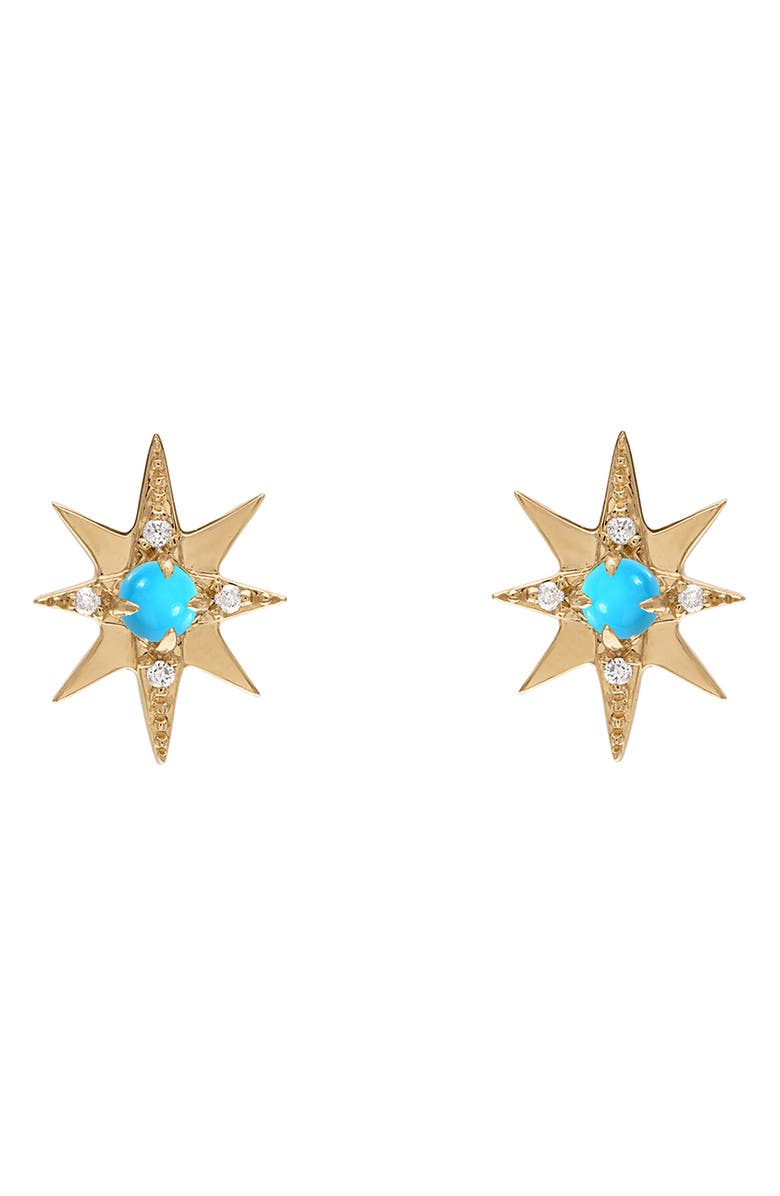 EDEN PRESLEY Turquoise & Diamond Small Starburst Stud Earrings, Main, color, 