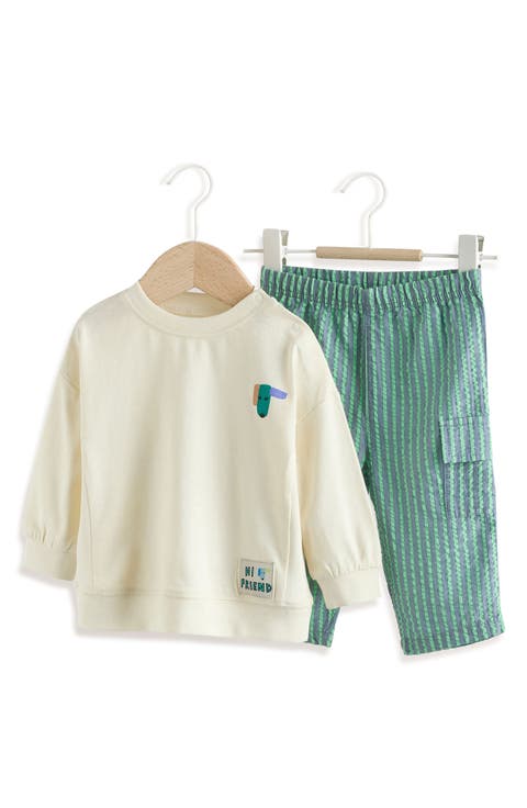 Pet Graphic Sweater & Stripe Pants Set (Baby)