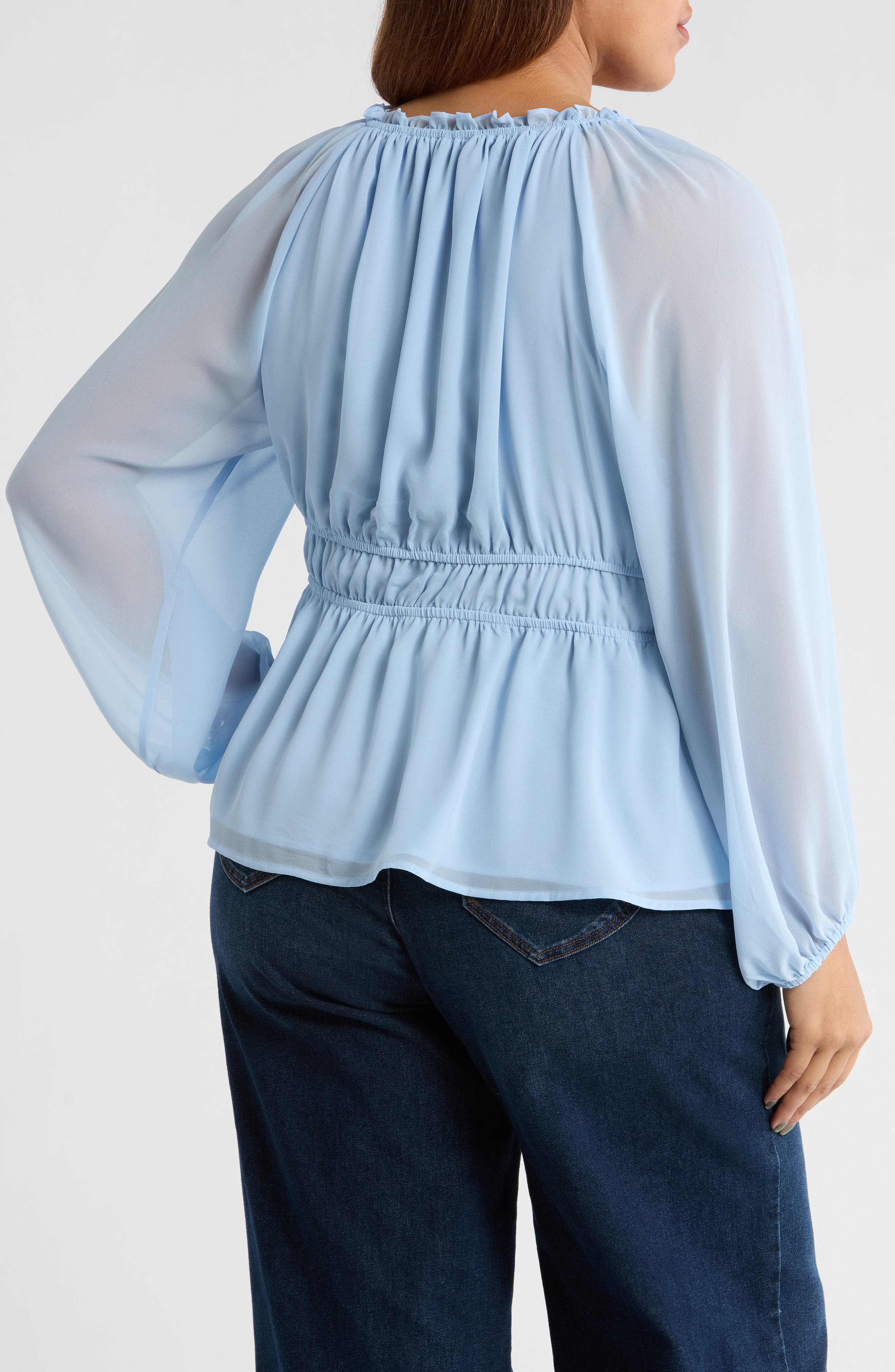 Split Neck Peplum Top - image 2