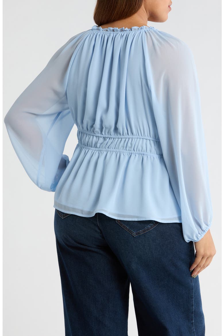 Split Neck Peplum Top, Alternate, color, SKY