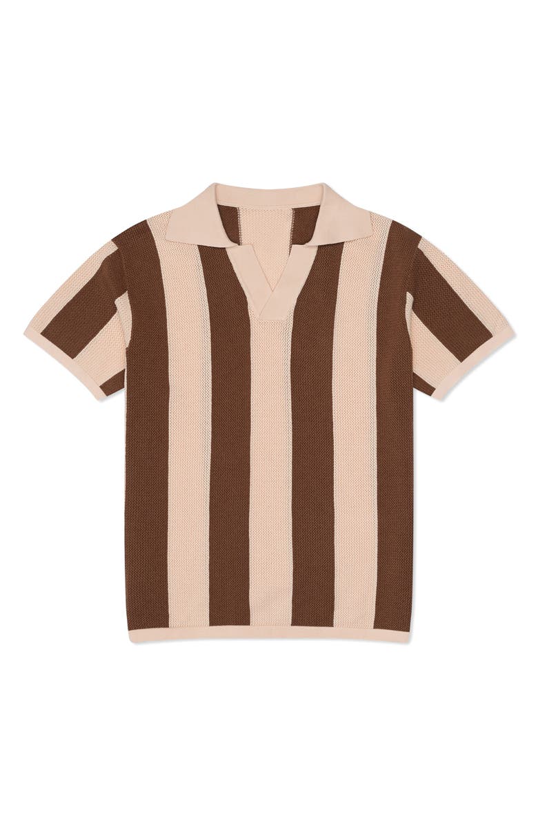 MAVRANS Stripe Textured Polo, Main, color, Brown/Tan