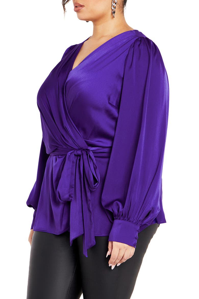 Opulent Faux Wrap Top, Alternate, color, ROYAL PURPLE