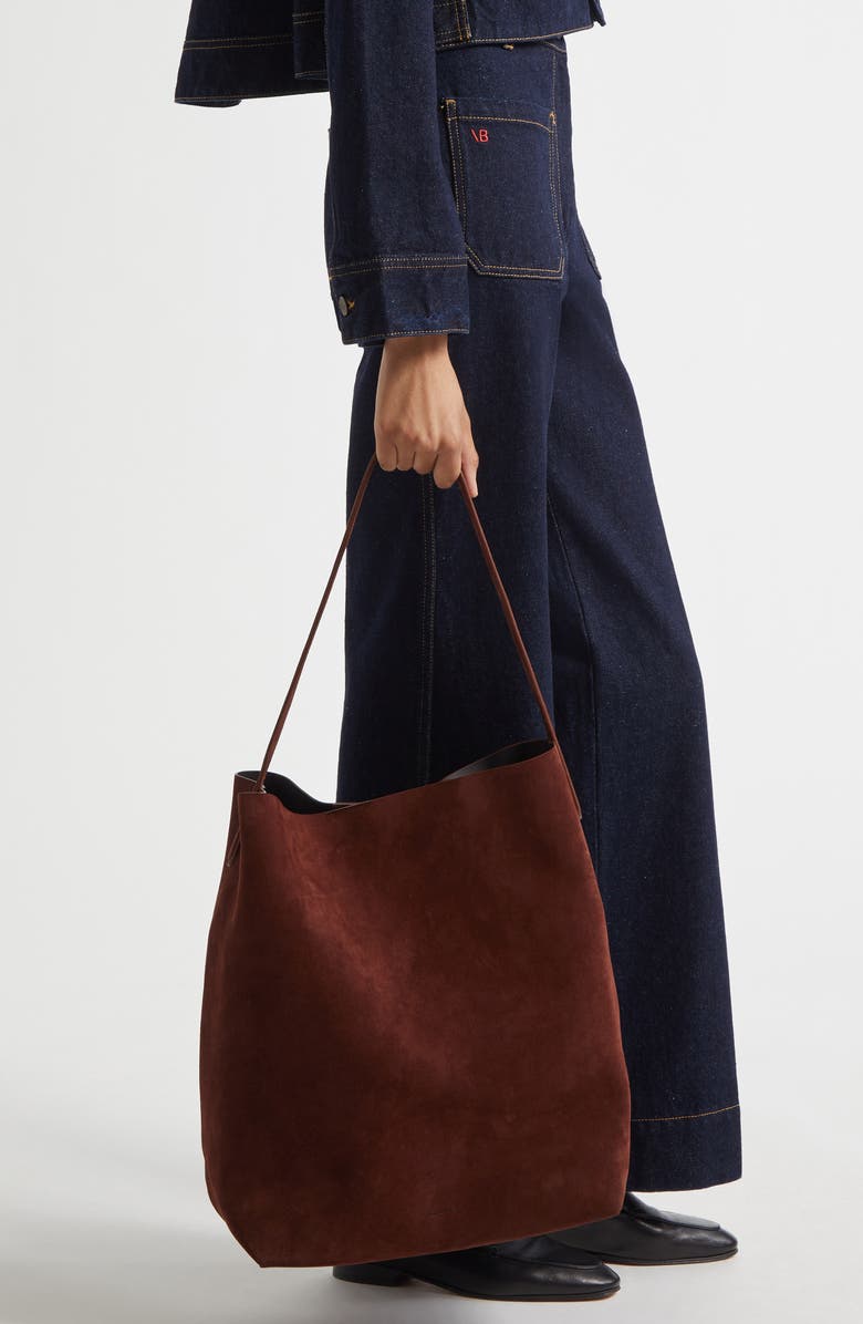 Mansur Gavriel Maxi Everyday Cabas Suede Hobo Bag, Alternate, color, Chocolate