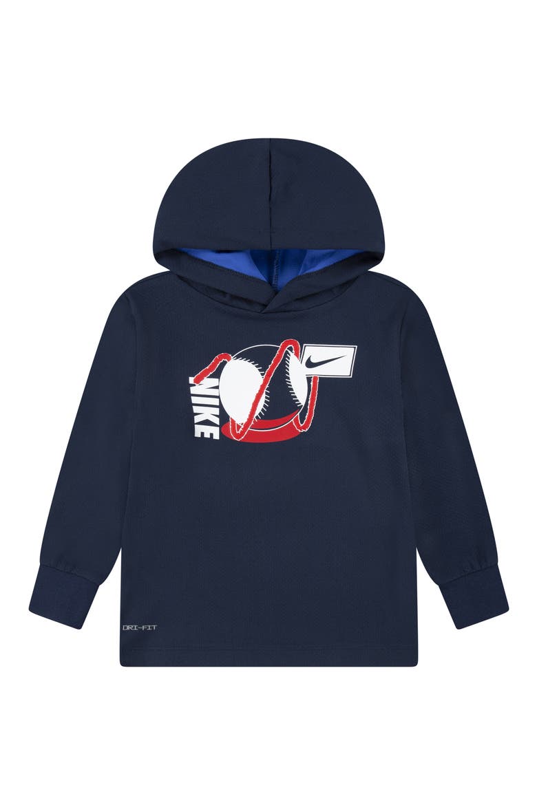 Kids' Sport Print Hooded Long Sleeve T-Shirt, Main, color, MIDNIGHT NAVY