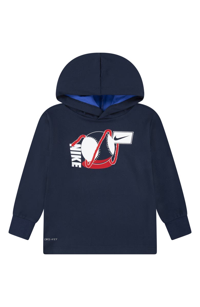 Nike Kids' Sport Print Hooded Long Sleeve T-Shirt, Main, color, Midnight Navy