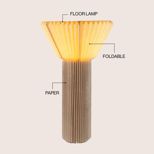 Jonathan Y Archer 37" Modern Minimalist Pleated Shade Floor Lamp In Neutral