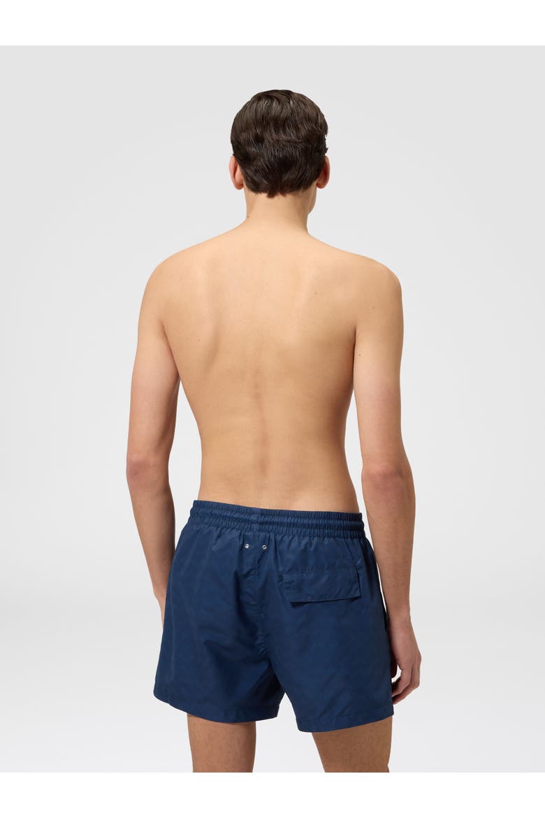 Mid-length Swim Shorts With Tone-on-tone Zigzag Print, Alternate, color, Blue