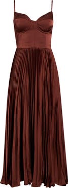 ASTR the Label Elyssa Bustier Pleated Satin Dress