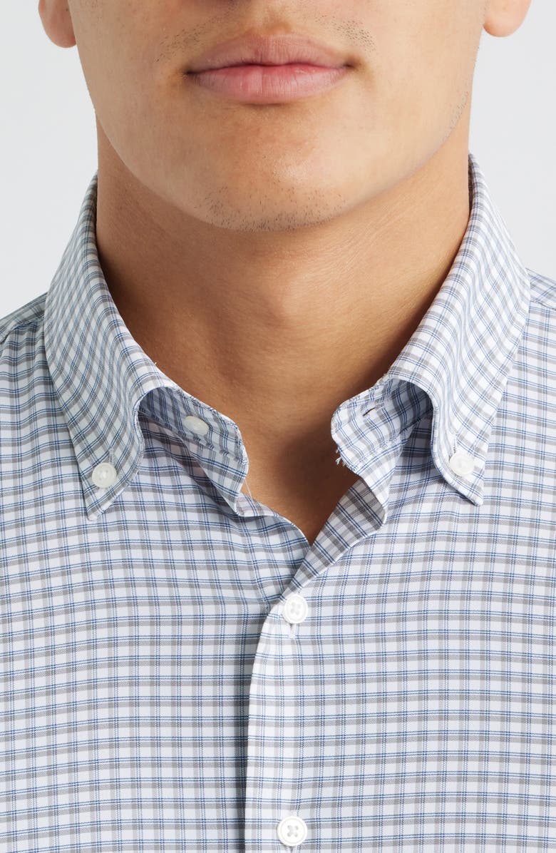 Peter Millar Cashiers Shadow Check Performance Twill Button-Down Shirt, Alternate, color, Oslo Grey