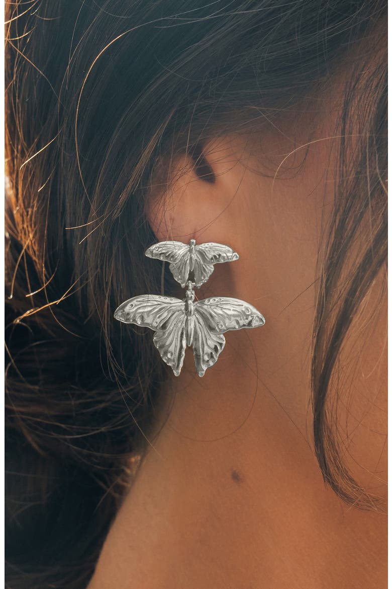 Rowena Butterfly Stud Earrings, Alternate, color, SILVER