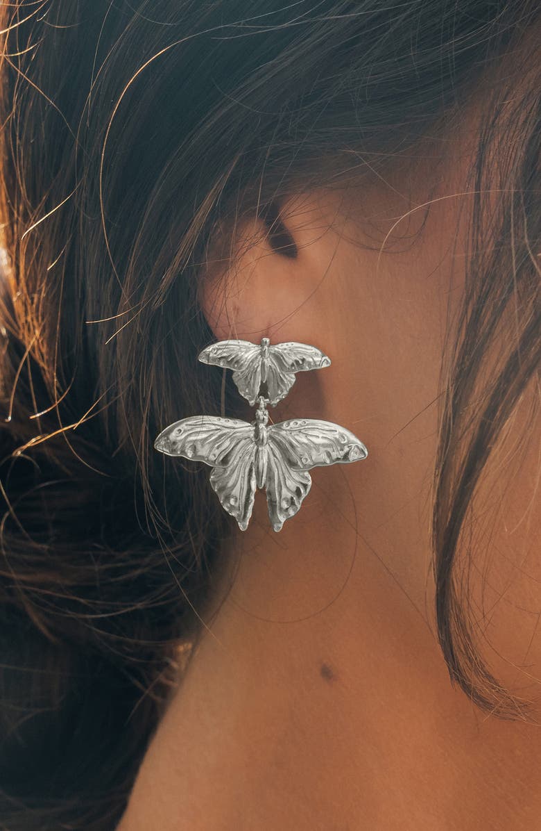 Sterling Forever Rowena Butterfly Stud Earrings, Alternate, color, Silver