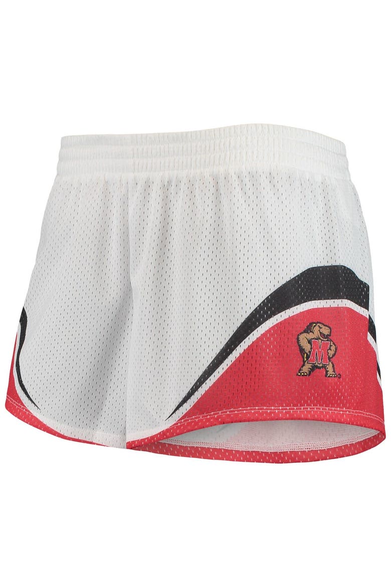 Women's Under Armour White/Red Maryland Terrapins Mesh Shorts, Alternate, color, White
