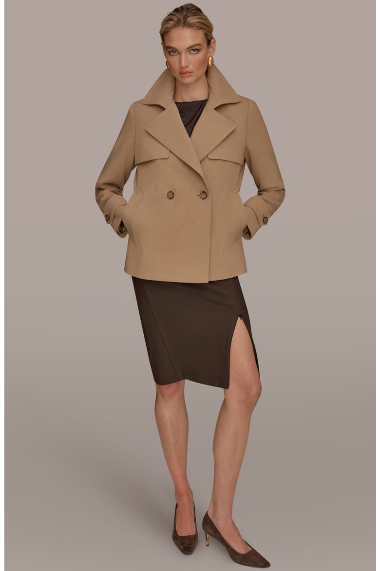 Double Breasted Crepe Coat, Alternate, color, LIGHT CAMEL