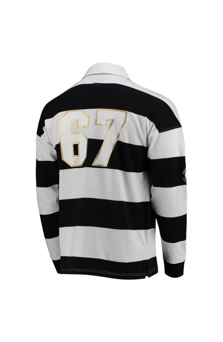 Tommy Hilfiger Men's Tommy Hilfiger Black/White New Orleans Saints Varsity Stripe Rugby Long Sleeve Polo, Alternate, color, 