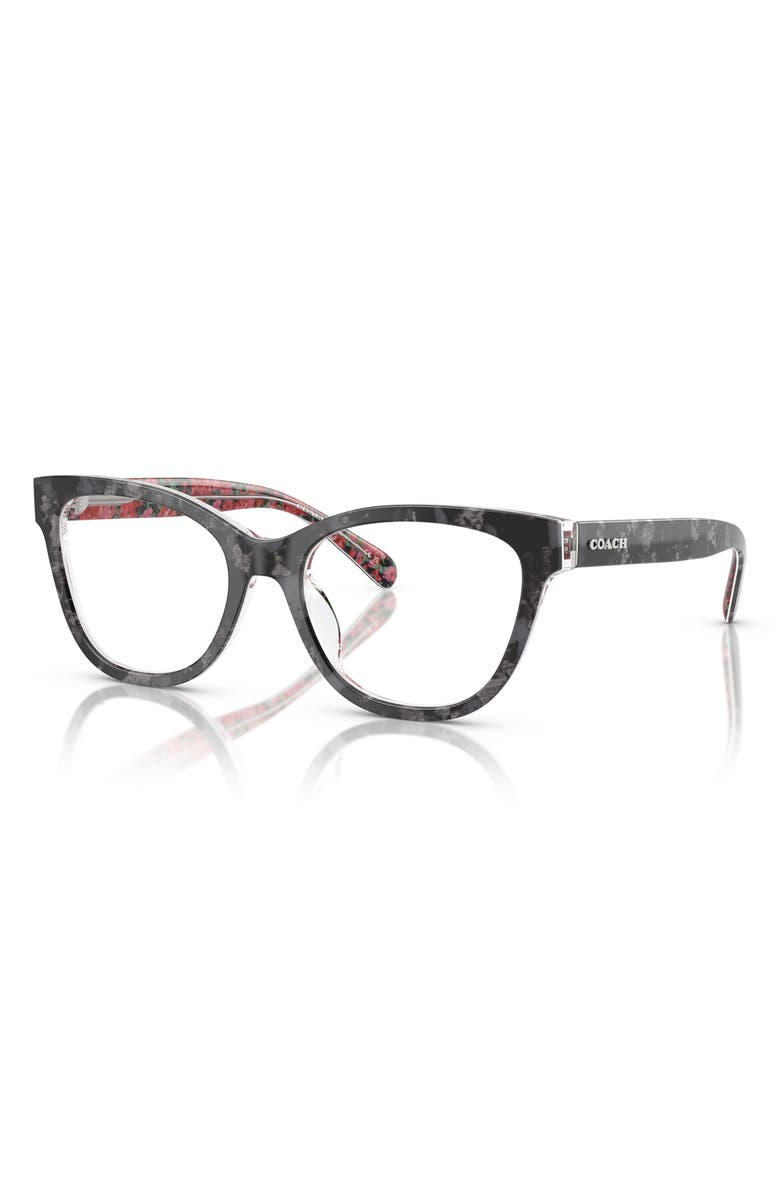 COACH 53mm Butterfly Optical Glasses, Alternate, color, Black / Pink / Demo Lens