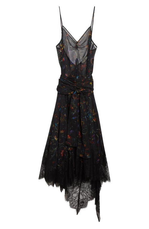 Siedres Siedrés Claudia Floral Print Lace Trim Chiffon Dress In Multi