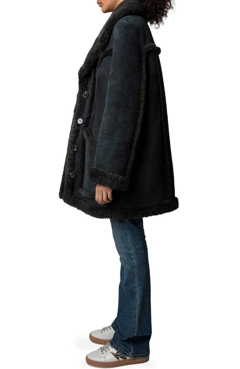 Zadig & Voltaire Laury Genuine Shearling Coat, Alternate, color, 