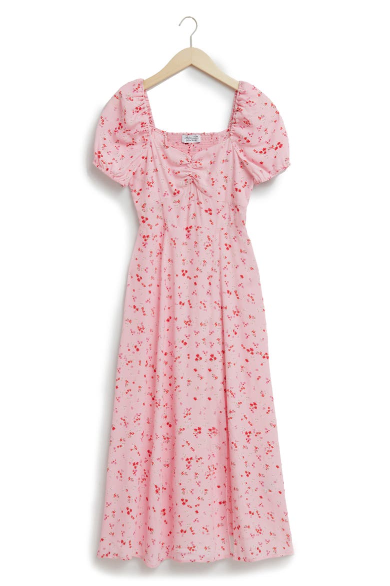 Floral Print Puff Sleeve Dress, Alternate, color, PINK FLOWER AOP