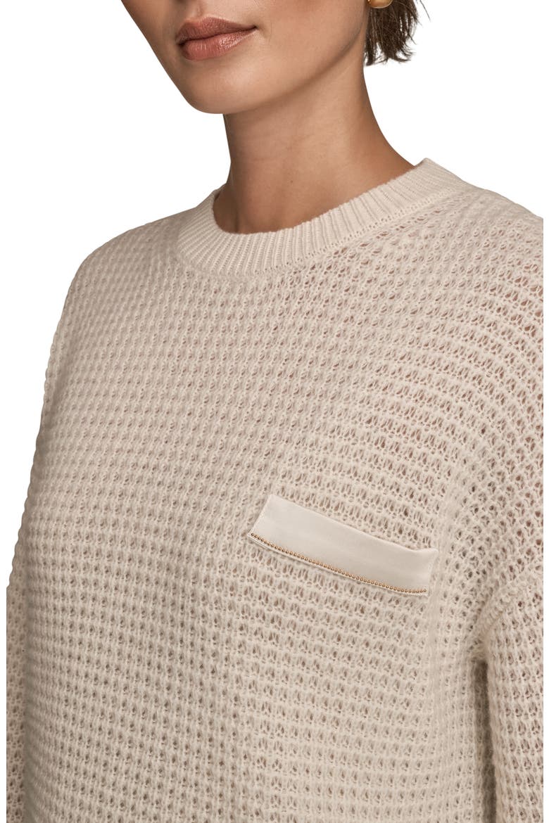 Waffle Stitch Wool & Cashmere Sweater, Alternate, color, CREAM/ GOLD