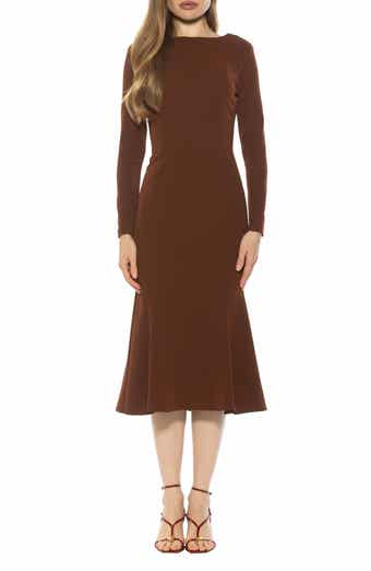 Alexia Admor Liora Long Sleeve Flare Hem Midi Dress