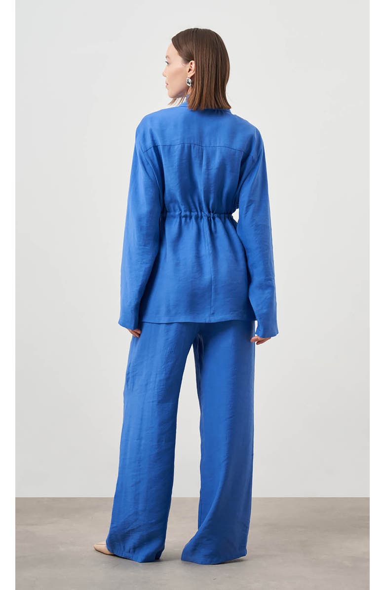 Mizalle Cinched Waist Shirt Jacket, Alternate, color, Blue