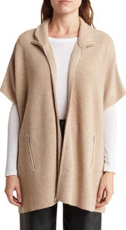 Bruno Magli Cashmere Blend Zip Front Knit Cape