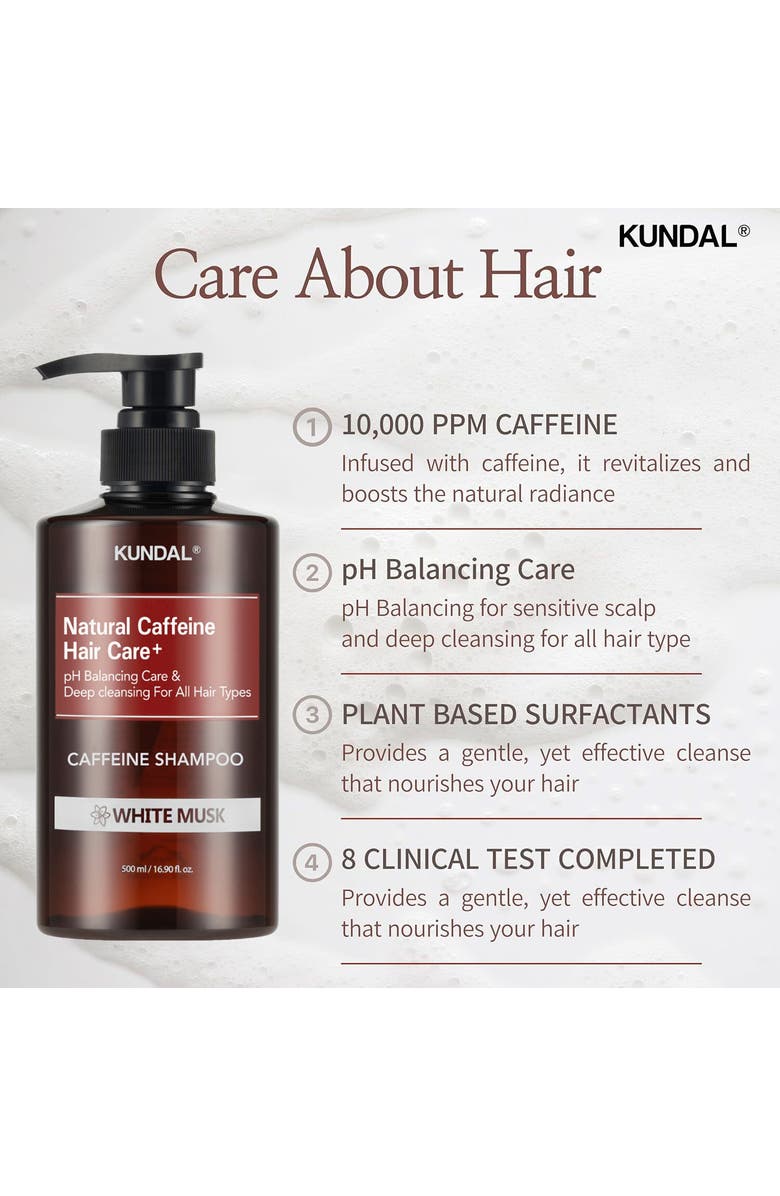 KUNDAL Caffeine Scalp Care Shampoo - White Musk, Alternate, color, Brown