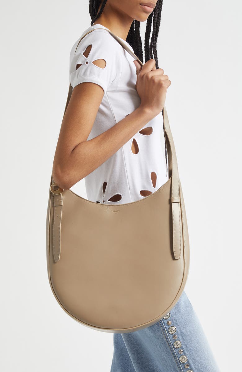 Coperni Belt Strap Leather Hobo Bag, Alternate, color, Beige Taupe